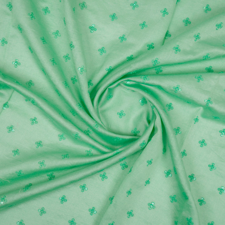 Sea Green Silk Chanderi Ramya Jaal