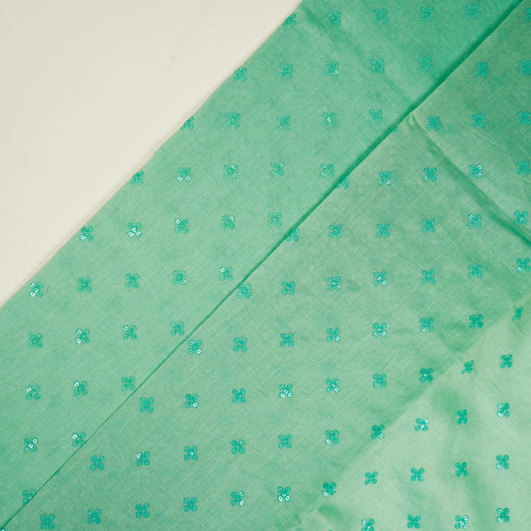 Sea Green Silk Chanderi Ramya Jaal