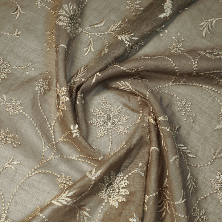 Safira Jaal on Grey Tissue Embroidered Fabric