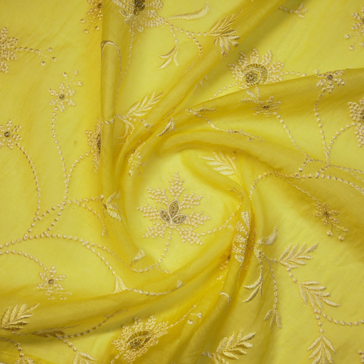 Safira Jaal on Lemon Tissue Embroidered Fabric