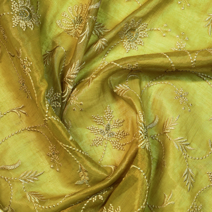 Safira Jaal on Olive Tissue Embroidered Fabric