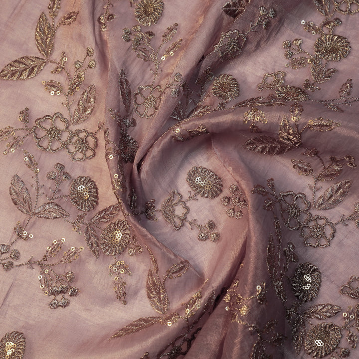 Elira Jaal on Mauve Tissue Embroidered Fabric