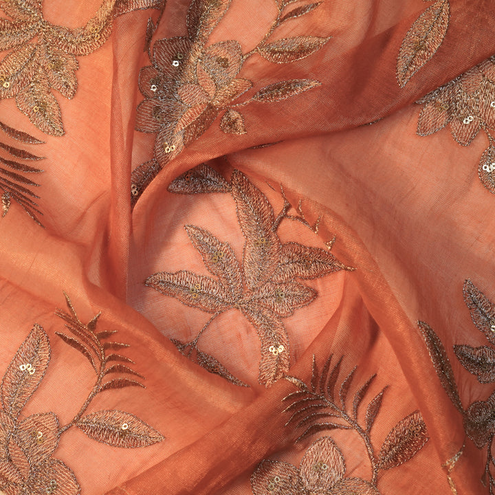Pallavi Buta on Gajari Tissue Embroidered Fabric