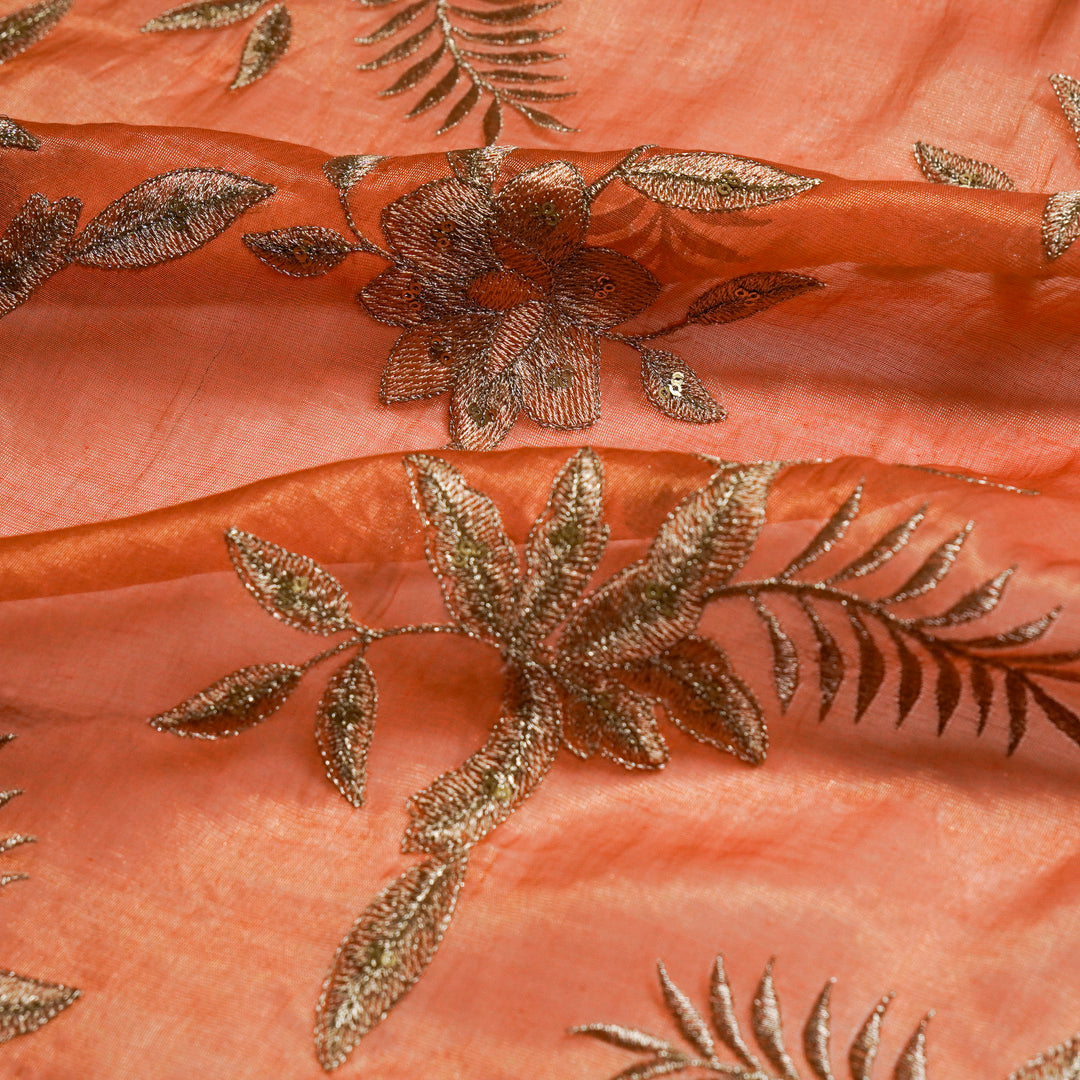 Pallavi Buta on Gajari Tissue Embroidered Fabric