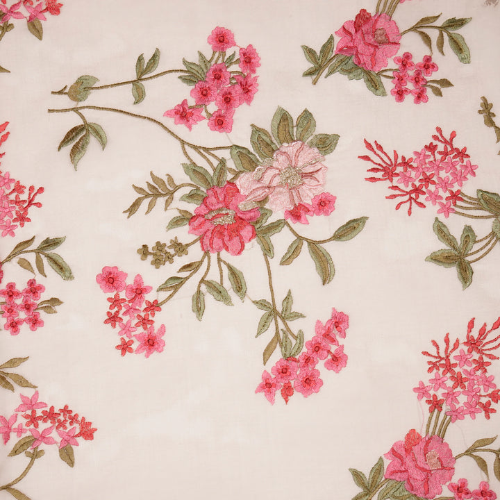 Yashi Jaal on Blush Silk Organza Embroidered Fabric