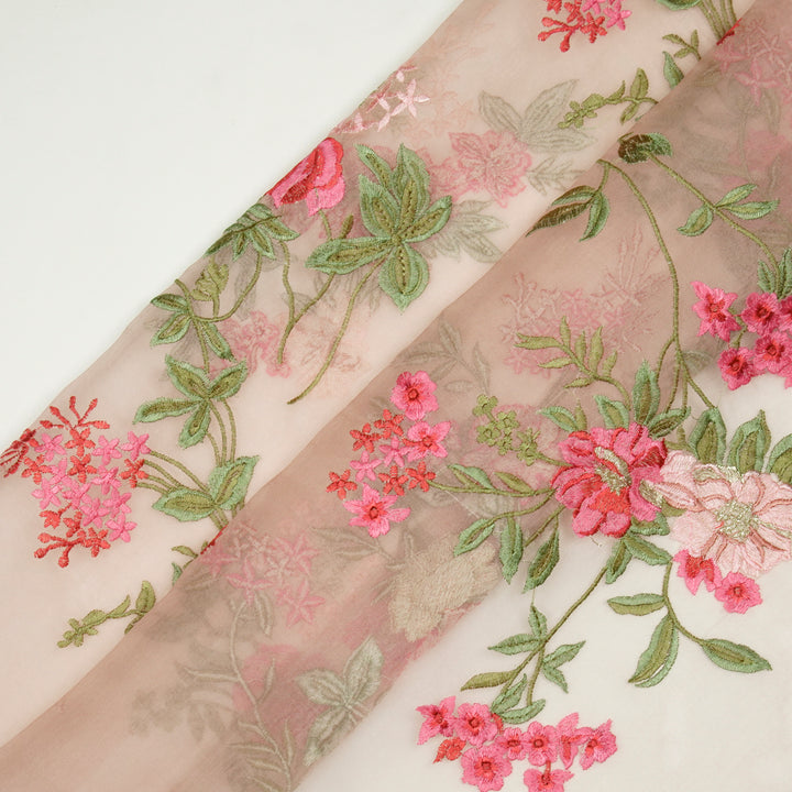 Yashi Jaal on Blush Silk Organza Embroidered Fabric