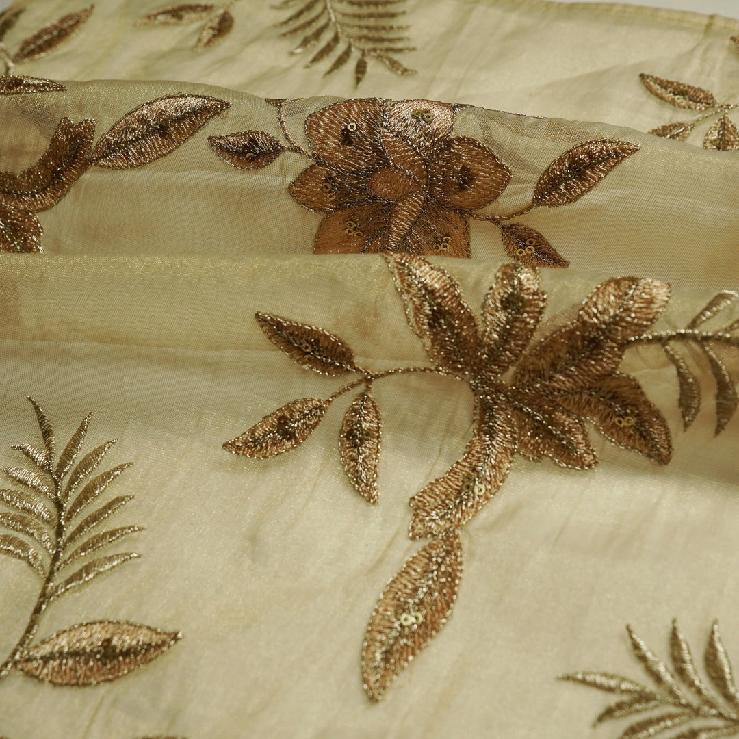 Pallavi Buta on Natural Tissue Embroidered Fabric