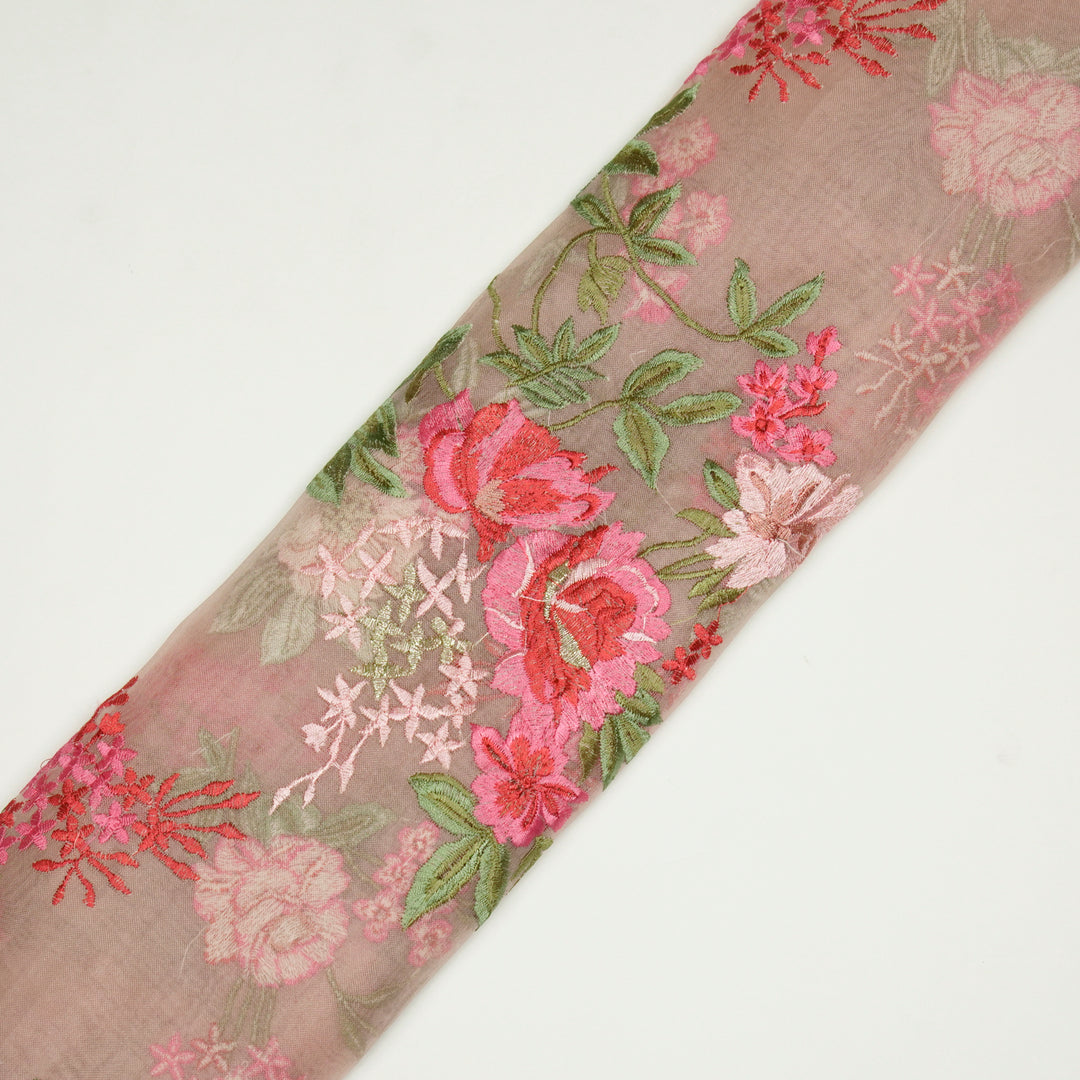 Yashi Jaal on Blush Silk Organza Embroidered Fabric