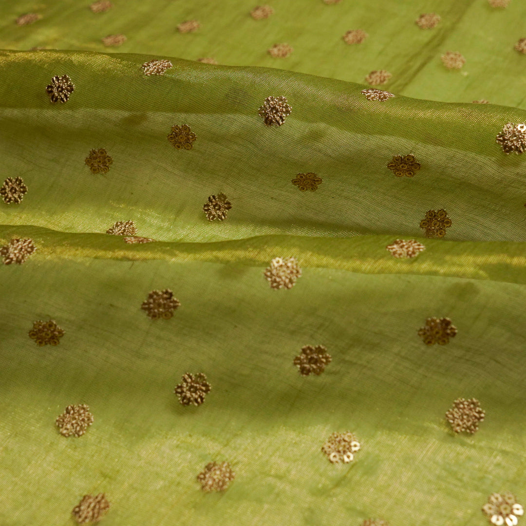 Sona Buti on Olive Tissue Embroidered Fabric