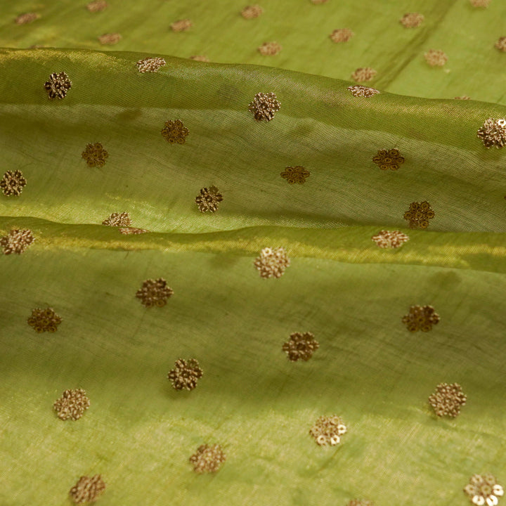 Sona Buti on Olive Tissue Embroidered Fabric