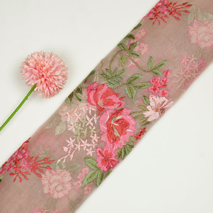 Yashi Jaal on Blush Silk Organza Embroidered Fabric