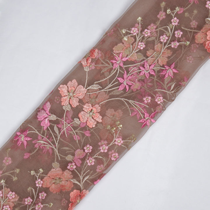 Abstract Floral Jaal on Mouse Silk Organza