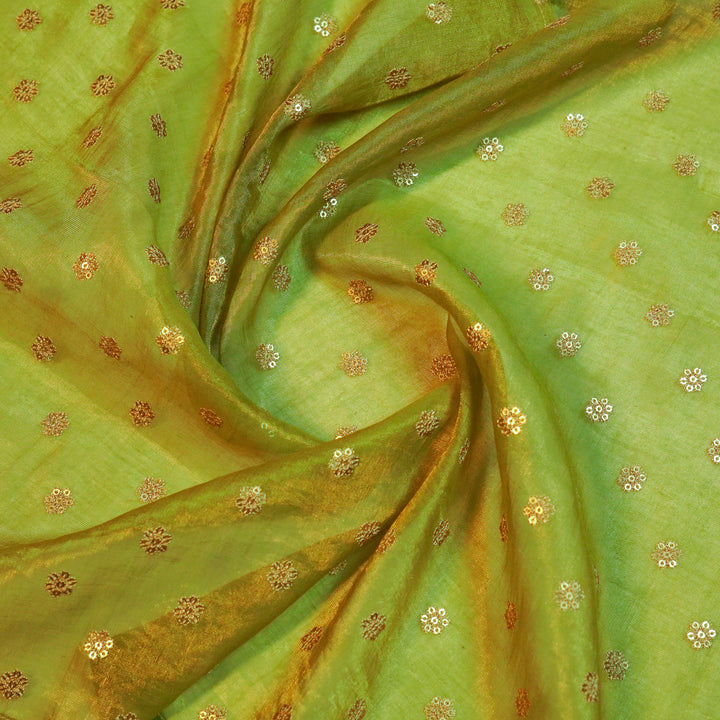 Sona Buti on Olive Tissue Embroidered Fabric
