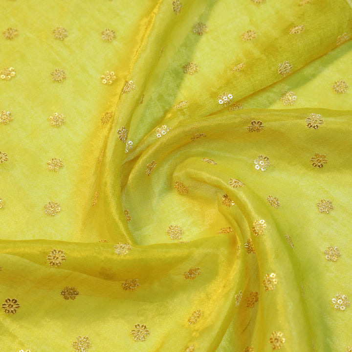 Sona Buti on Lemon Tissue Embroidered Fabric