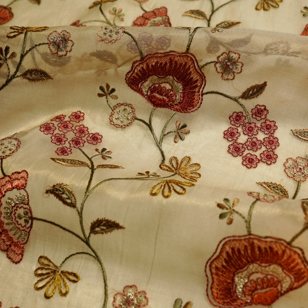 Zarifa Jaal on Natural Tissue Embroidered Fabric