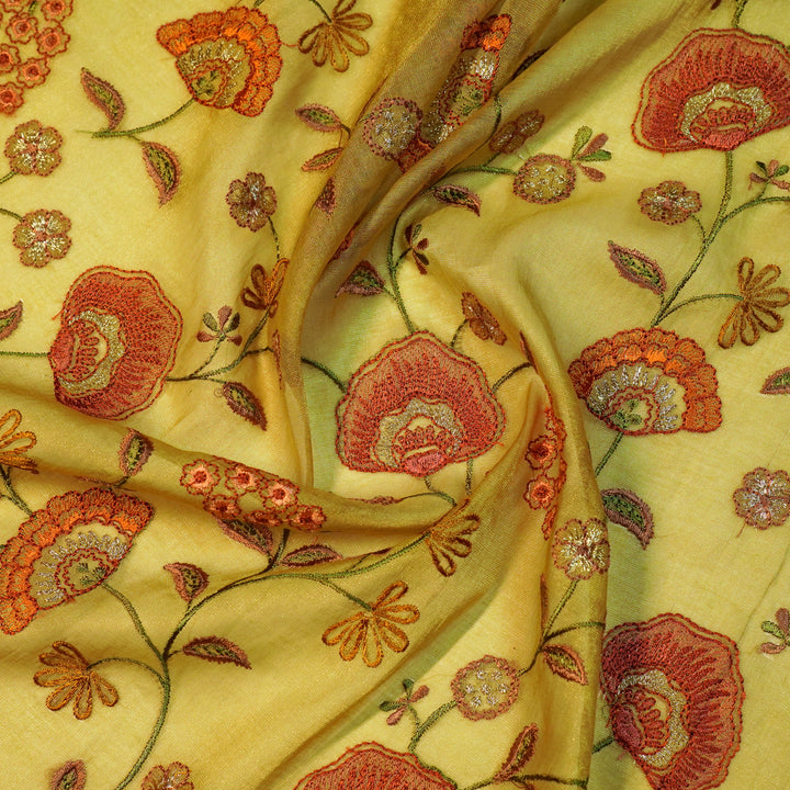 Zarifa Jaal on Olive Tissue Embroidered Fabric