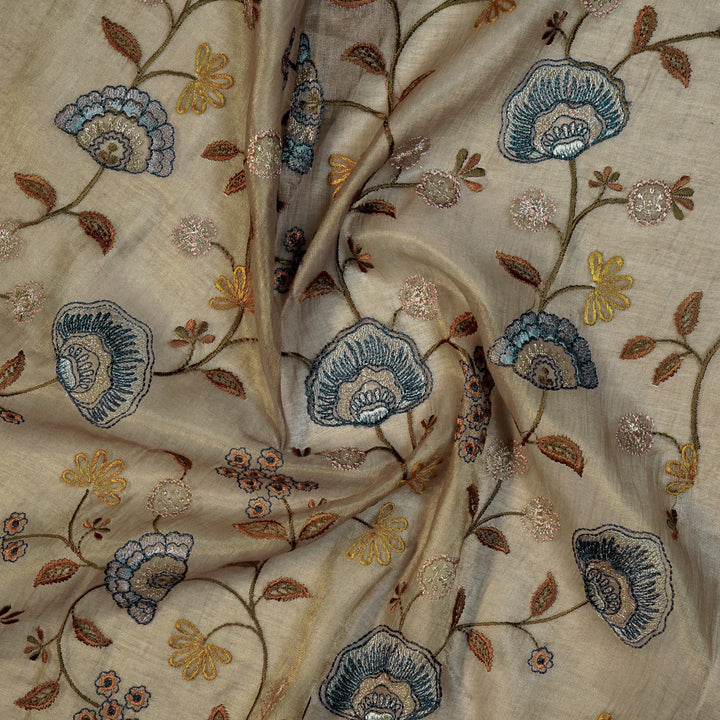 Zarifa Jaal on Grey Tissue Embroidered Fabric