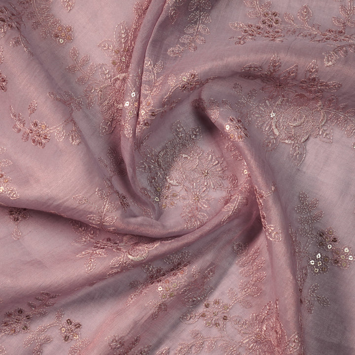 Jamira Jaal on Mauve Tissue Embroidered Fabric