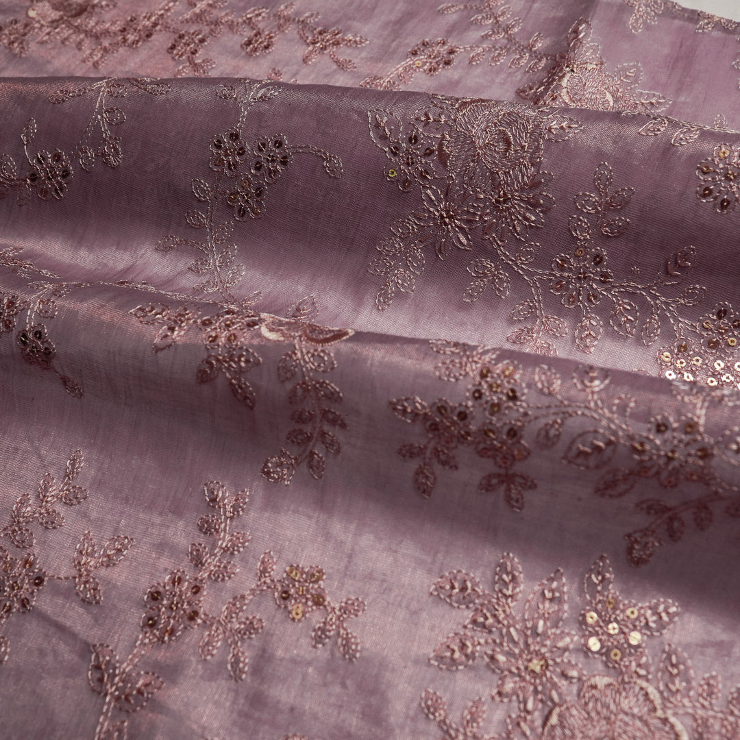 Jamira Jaal on Mauve Tissue Embroidered Fabric
