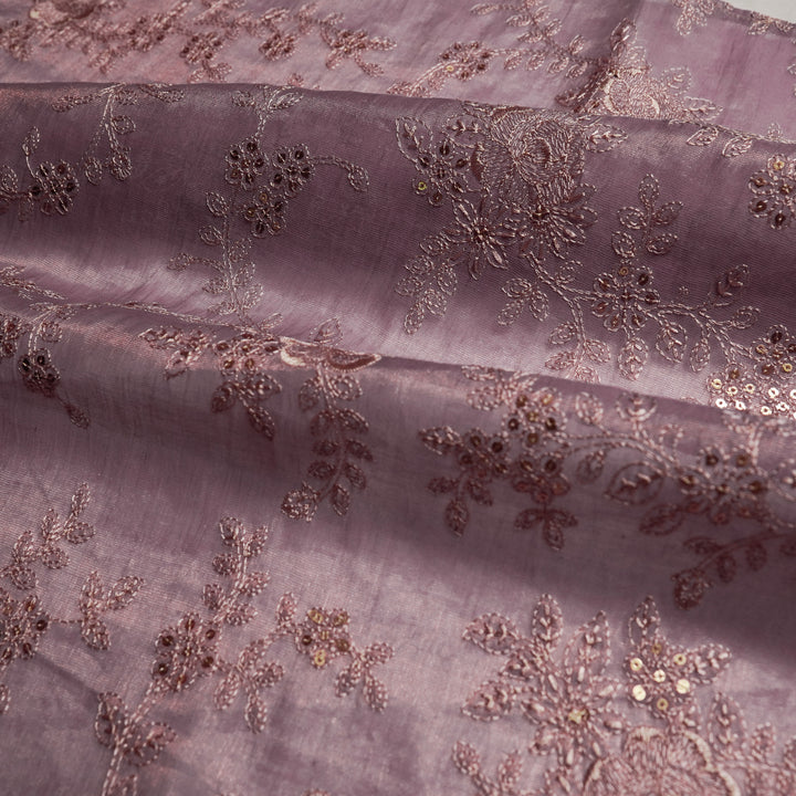 Jamira Jaal on Mauve Tissue Embroidered Fabric