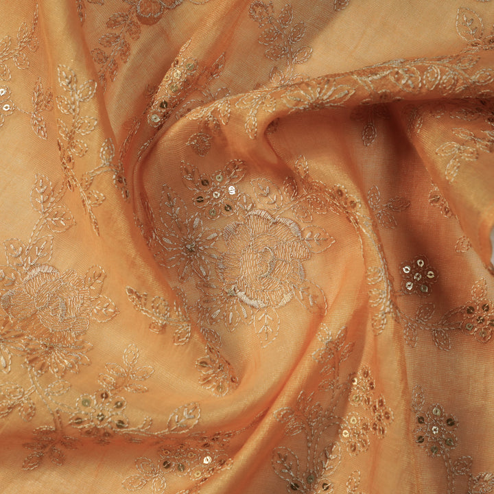 Jamira Jaal on Peach Tissue Embroidered Fabric