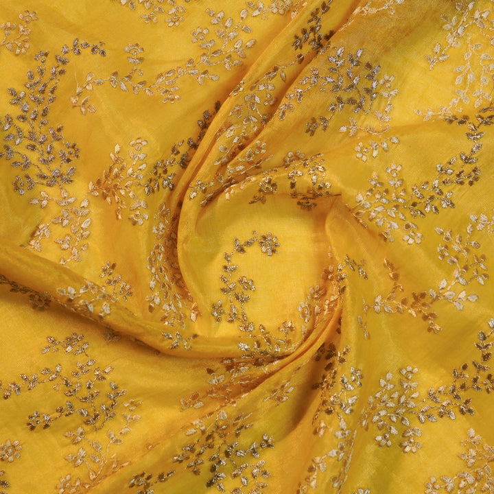 Amoli Jaal on Gold Tissue Embroidered Fabric