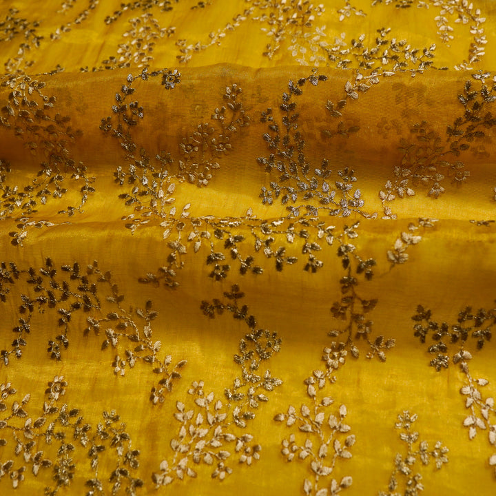 Amoli Jaal on Gold Tissue Embroidered Fabric