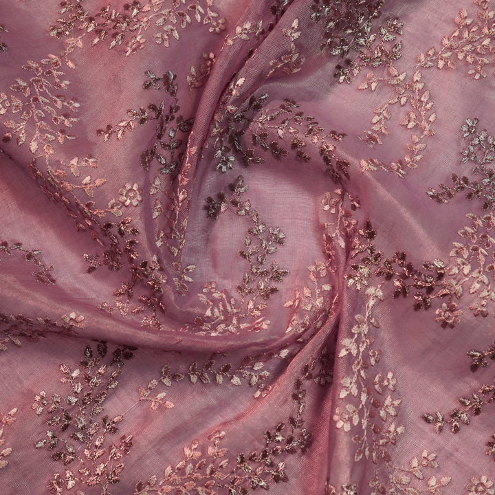 Amoli Jaal on Mauve Tissue Embroidered Fabric