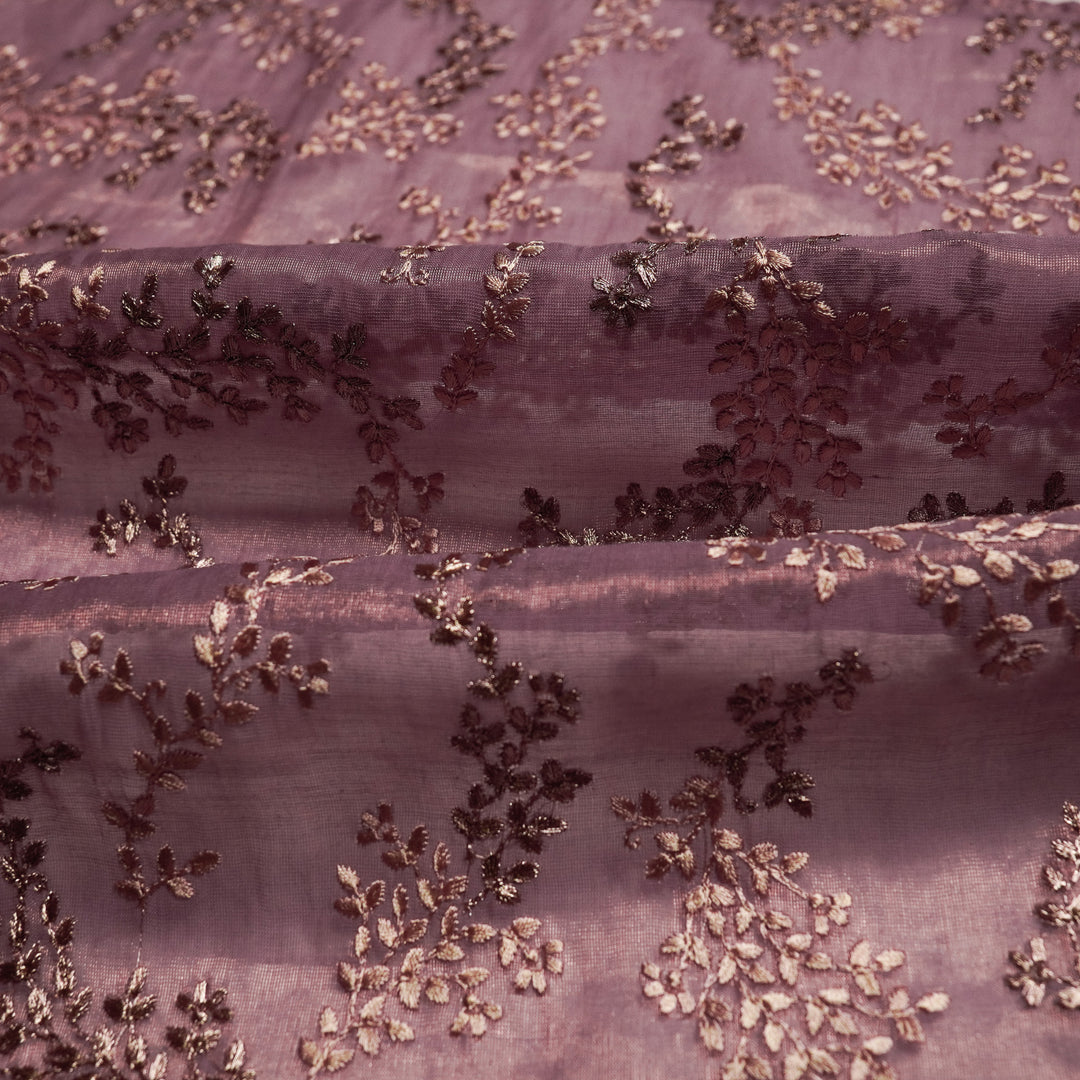 Amoli Jaal on Mauve Tissue Embroidered Fabric