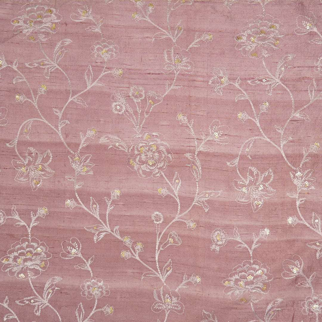 Taraash Jaal on Onion Raw Silk Embroidered Fabric