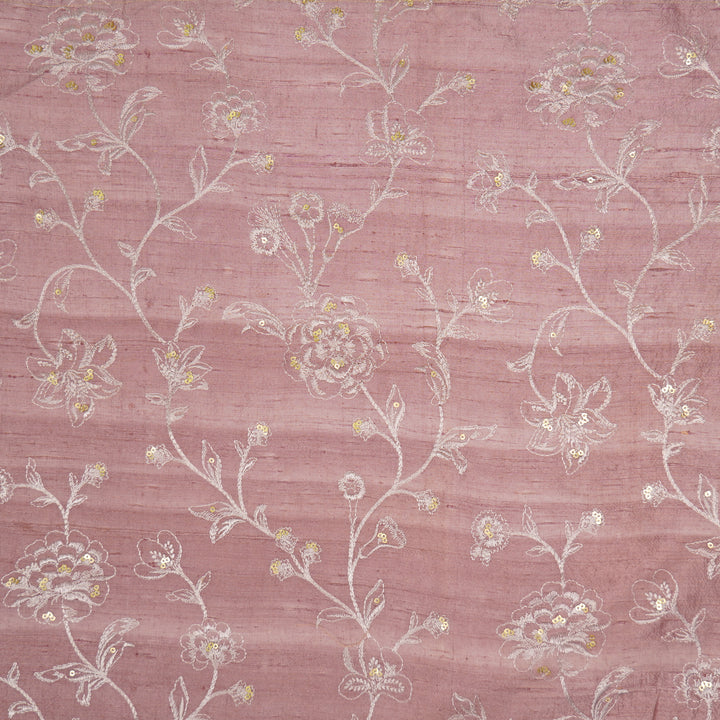 Taraash Jaal on Onion Raw Silk Embroidered Fabric