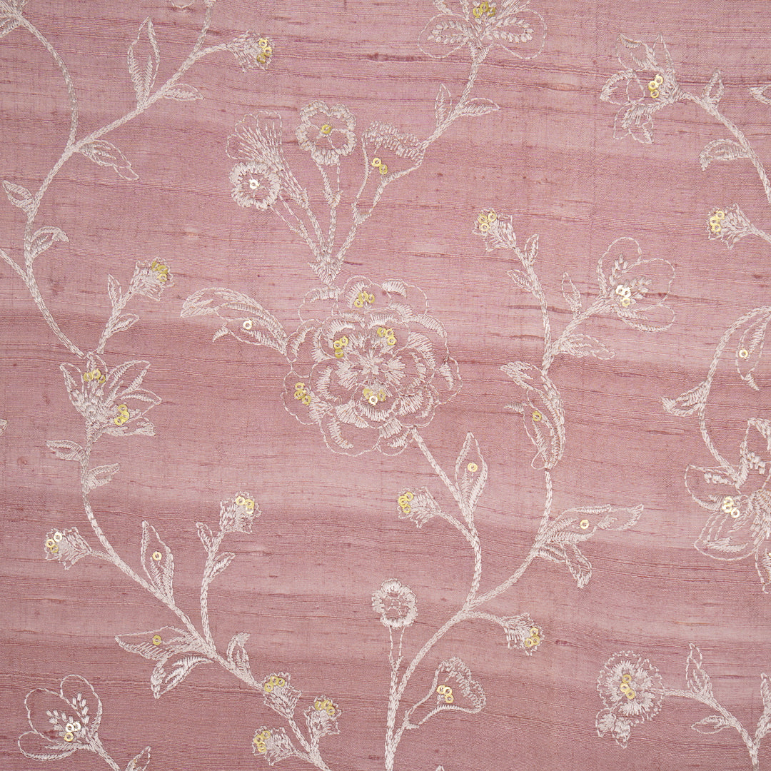 Taraash Jaal on Onion Raw Silk Embroidered Fabric