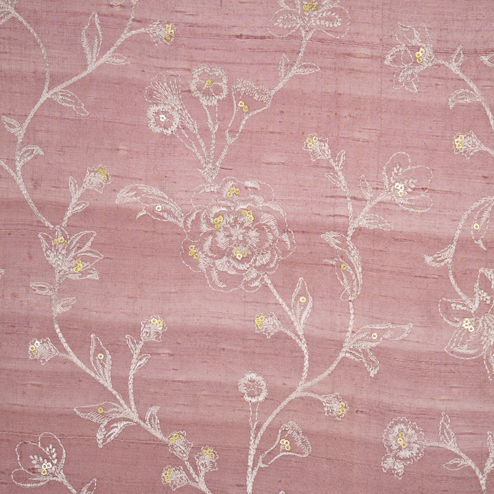 Taraash Jaal on Onion Raw Silk Embroidered Fabric
