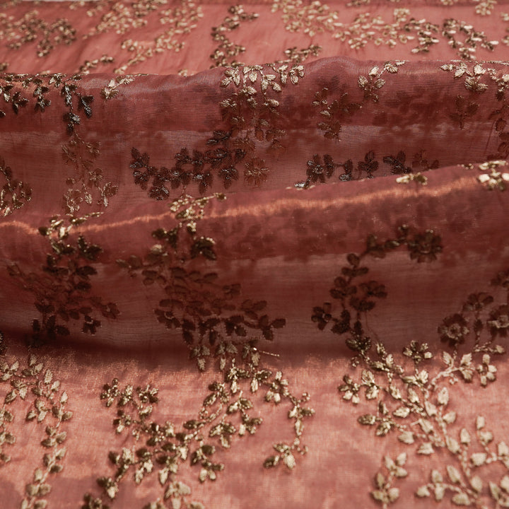 Amoli Jaal on Onion Tissue Embroidered Fabric