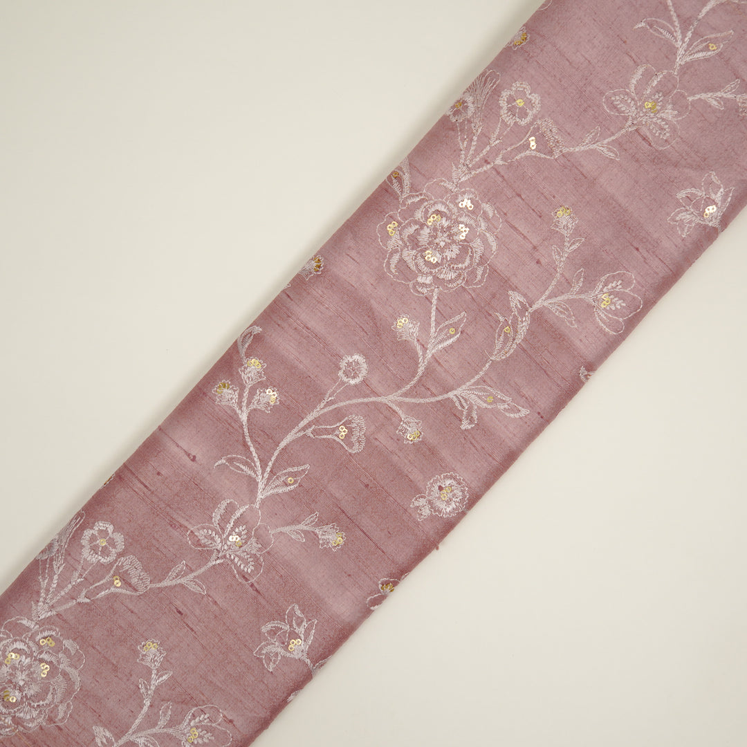 Taraash Jaal on Onion Raw Silk Embroidered Fabric