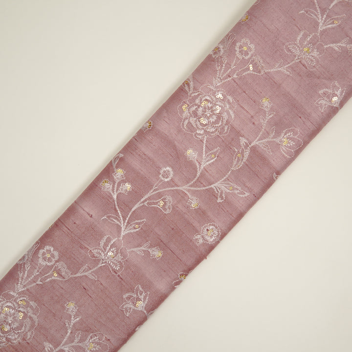 Taraash Jaal on Onion Raw Silk Embroidered Fabric