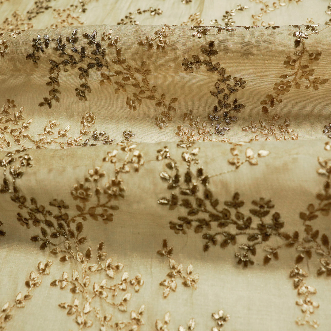 Amoli Jaal on Natural Tissue Embroidered Fabric