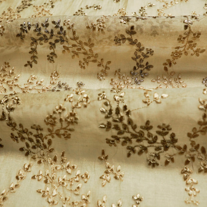 Amoli Jaal on Natural Tissue Embroidered Fabric