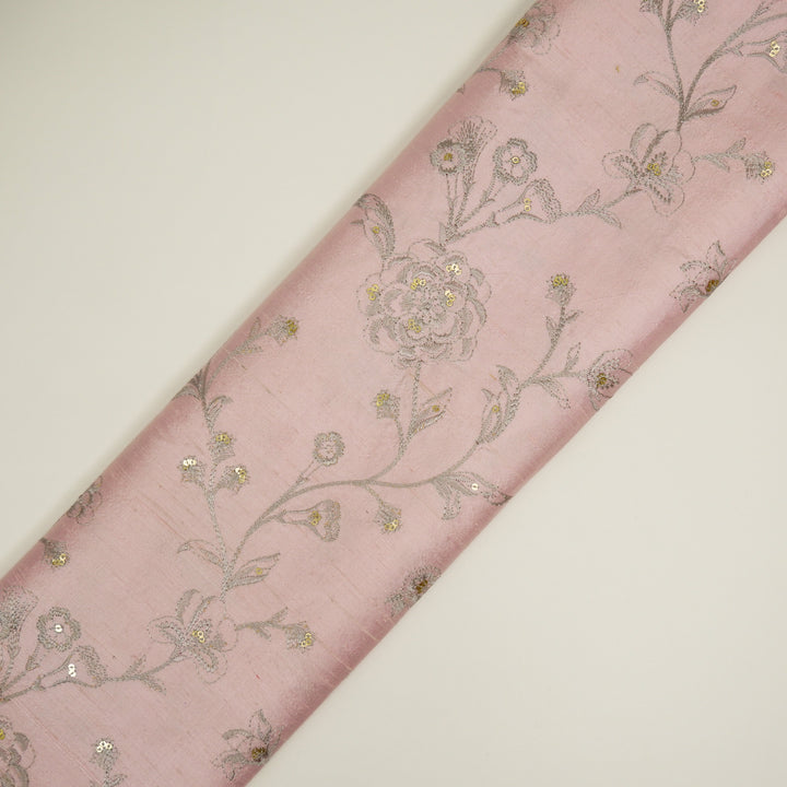 Taraash Jaal on Light Blush Raw Silk Embroidered Fabric