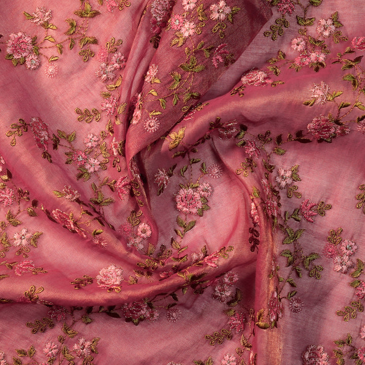 Wardiya Jaal on Fuxia Tissue Embroidered Fabric