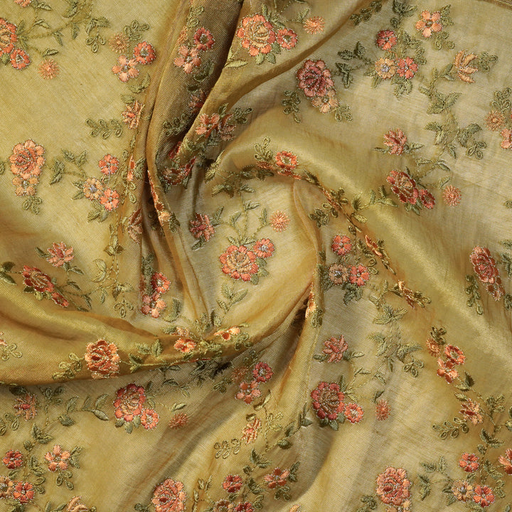 Wardiya Jaal on Mouse Tissue Embroidered Fabric