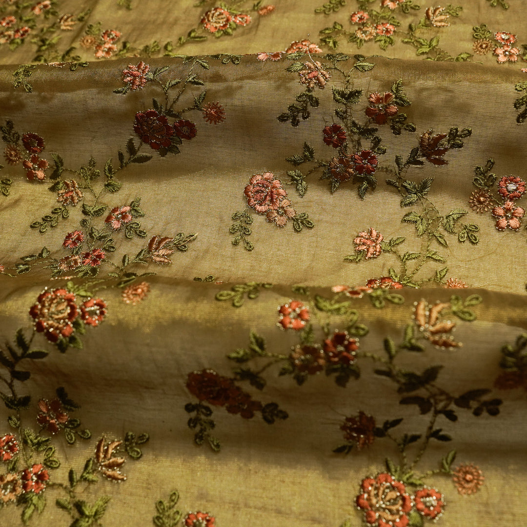 Wardiya Jaal on Mouse Tissue Embroidered Fabric