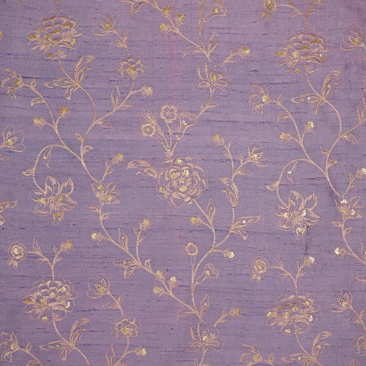 Taraash Jaal on Mauve Raw Silk Embroidered Fabric