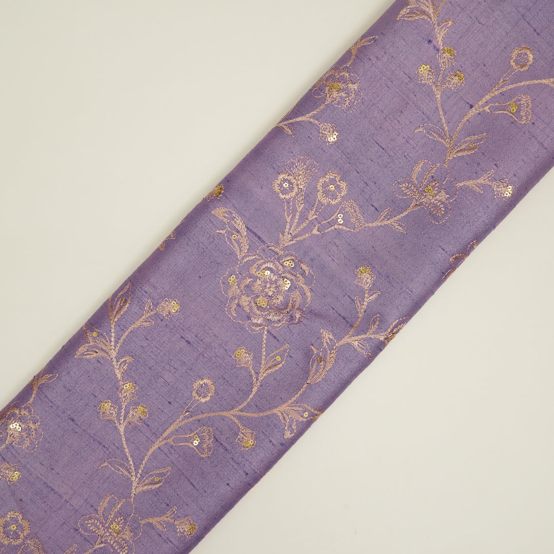 Taraash Jaal on Mauve Raw Silk Embroidered Fabric