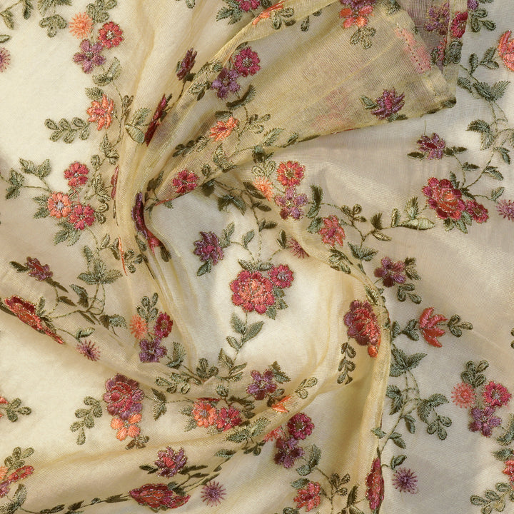 Wardiya Jaal on Natural Tissue Embroidered Fabric