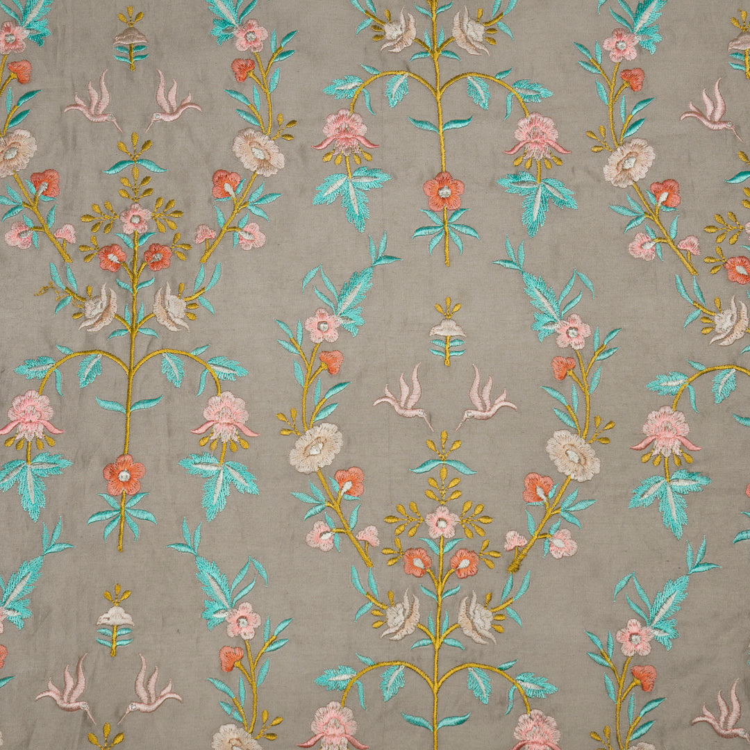 Pragya Jaal on Mouse Silk Chanderi Embroidered Fabric