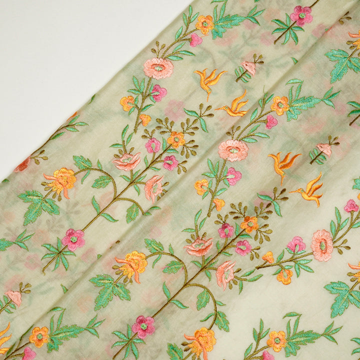 Pragya Jaal on Cream Silk Chanderi Embroidered Fabric