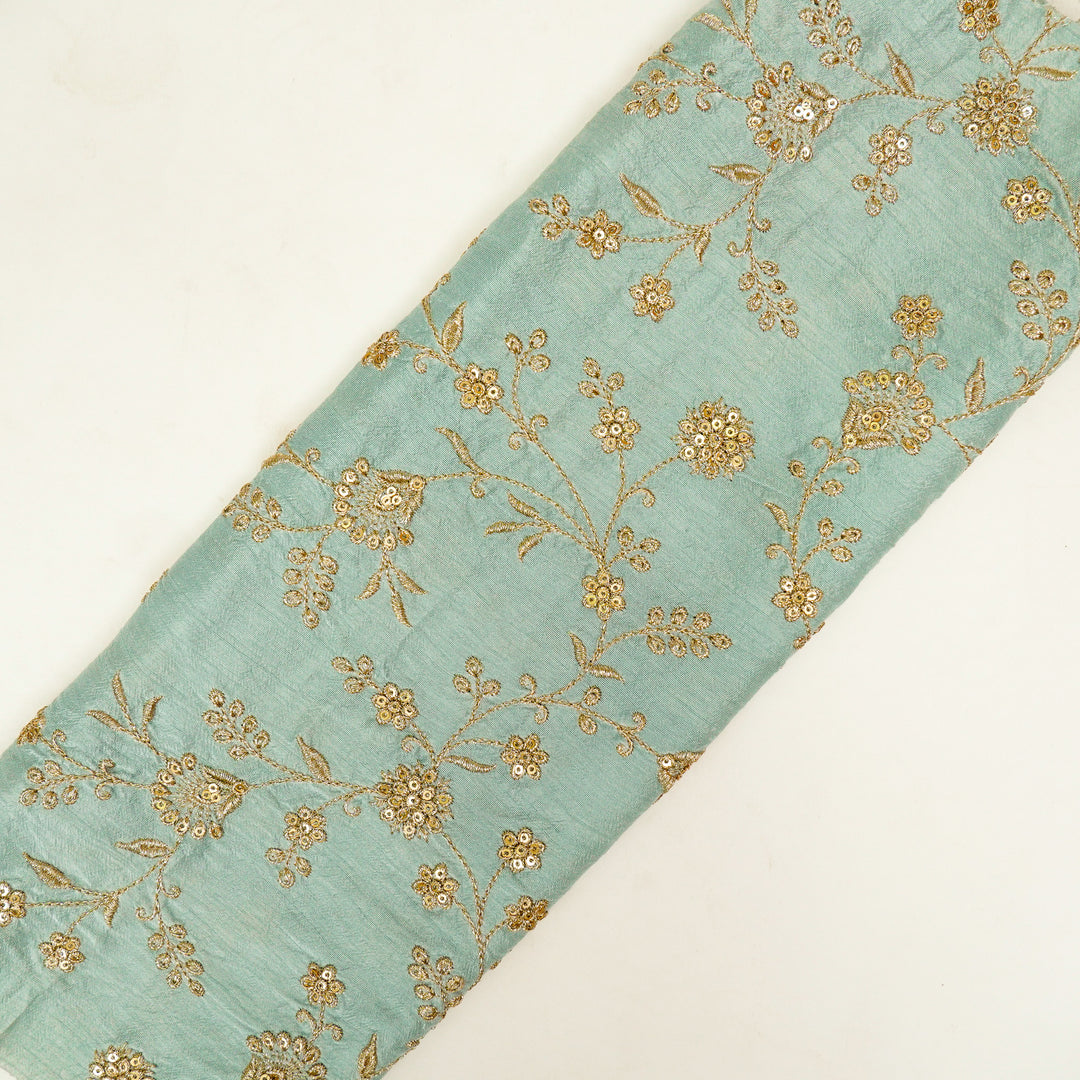 Floral Crown Jaal of Zari with Sequin Touch on Light Grey Semi Raw Silk