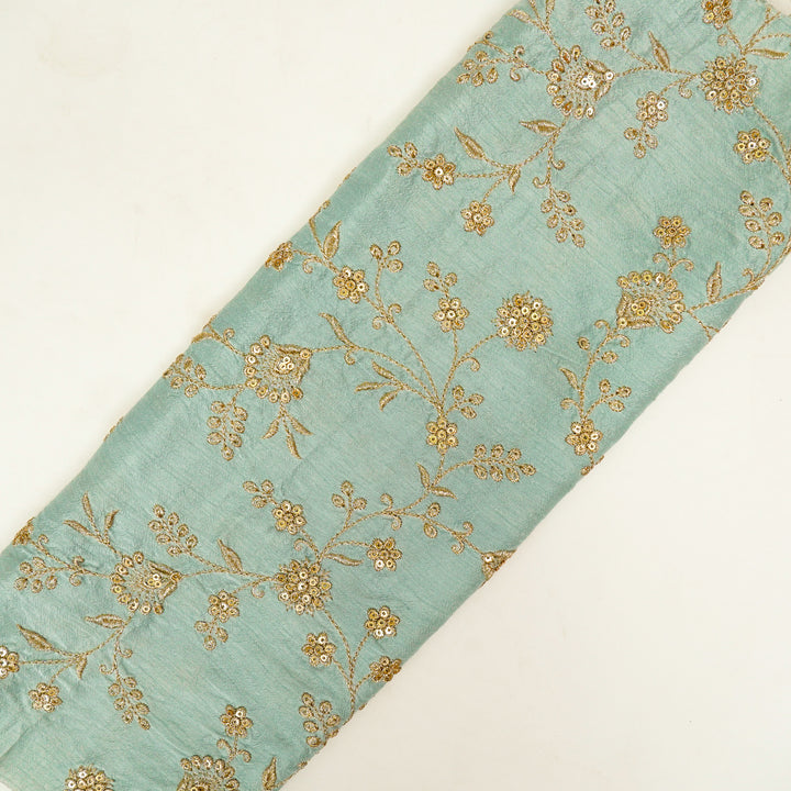 Floral Crown Jaal of Zari with Sequin Touch on Light Grey Semi Raw Silk