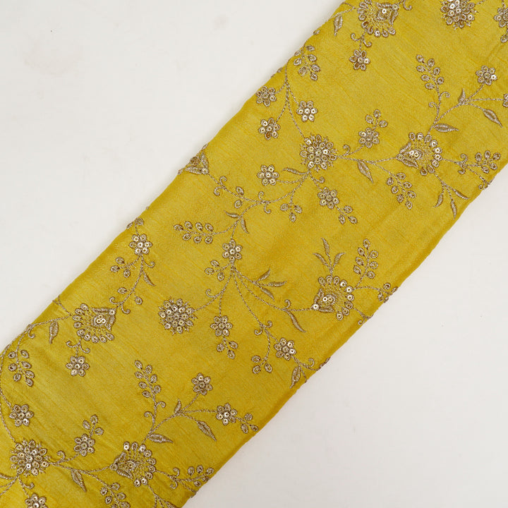 Floral Crown Jaal of Zari with Sequin Touch on Lemon Semi Raw Silk